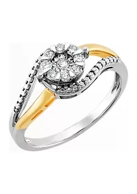 1/5 ct. t.w. Diamond Swirl Ring in 14K Yellow Gold over Sterling Silver