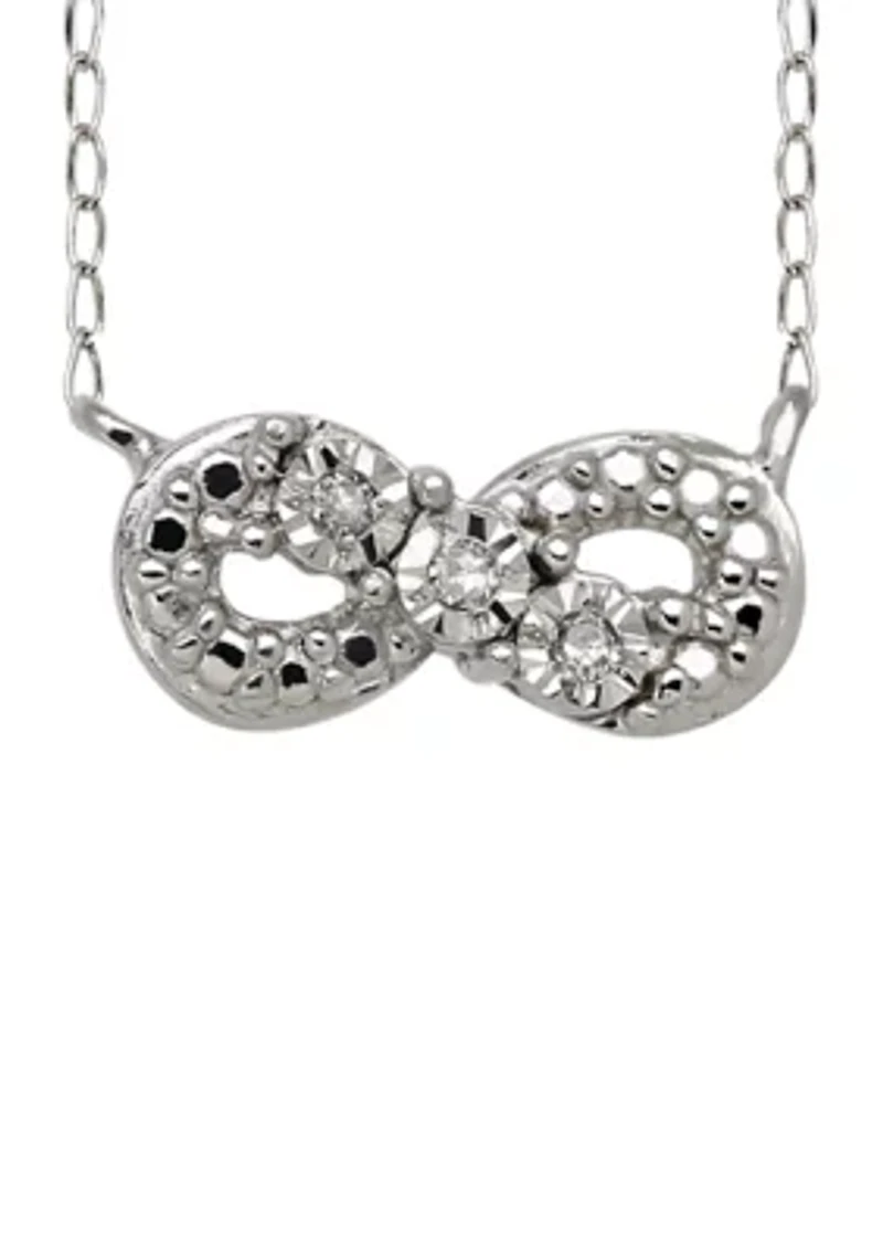 1/10 ct. t.w. Diamond Accent Infinity Necklace with 17 Inch Curb Chain in Sterling Silver