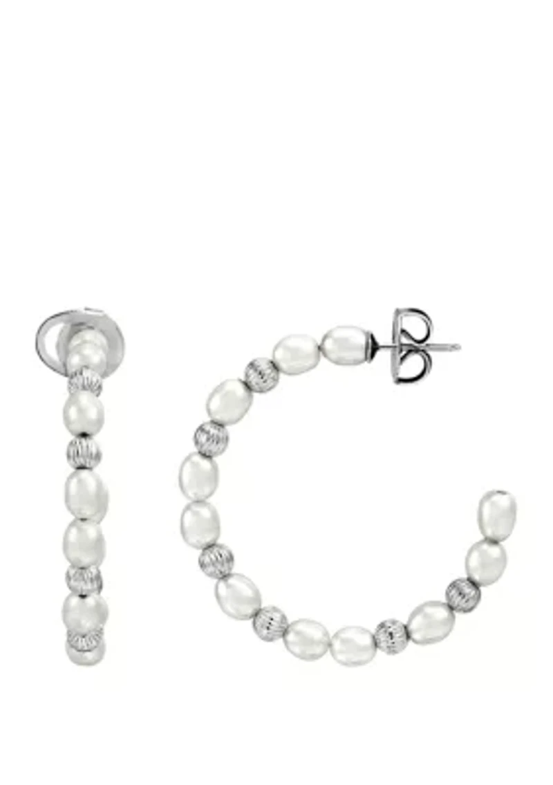 19.9 ct. t.w. Freshwater Pearl Earrings in Sterling Silver 