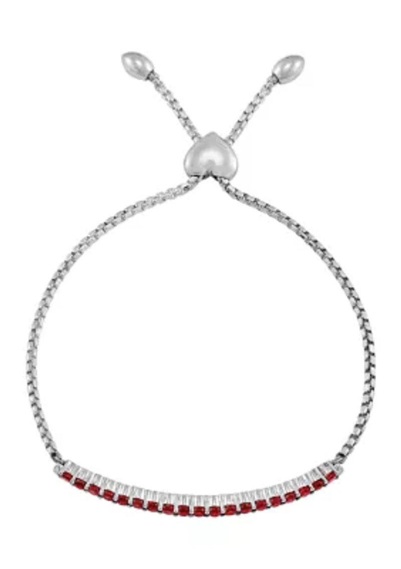 1.63 ct. t.w. Created Ruby Bolo Bracelet in Sterling Silver