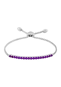 1.14 ct. t.w. Created Amethyst Bolo Bracelet in Sterling Silver
