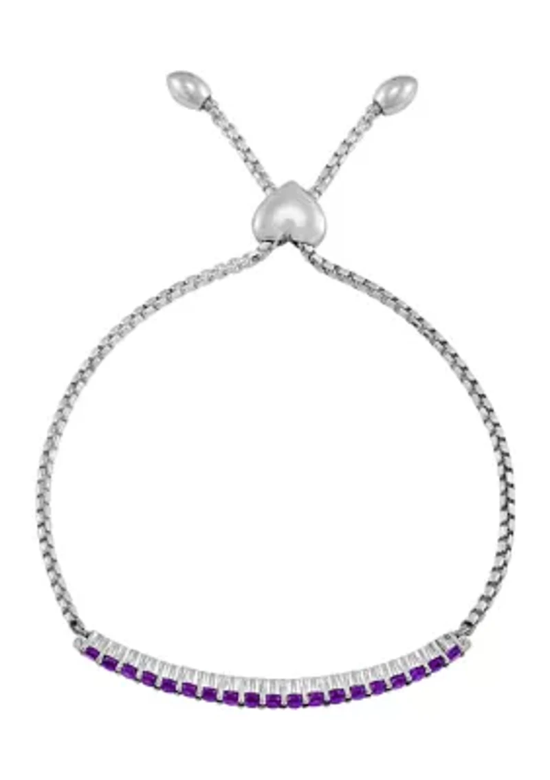 1.14 ct. t.w. Created Amethyst Bolo Bracelet in Sterling Silver