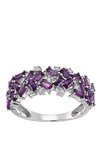  1/10 ct. t.w. Diamond Amethyst Ring in Sterling Silver  