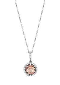 Nano Morganite and Created White Sapphire Pendant and Earrings Set in Sterling Silver