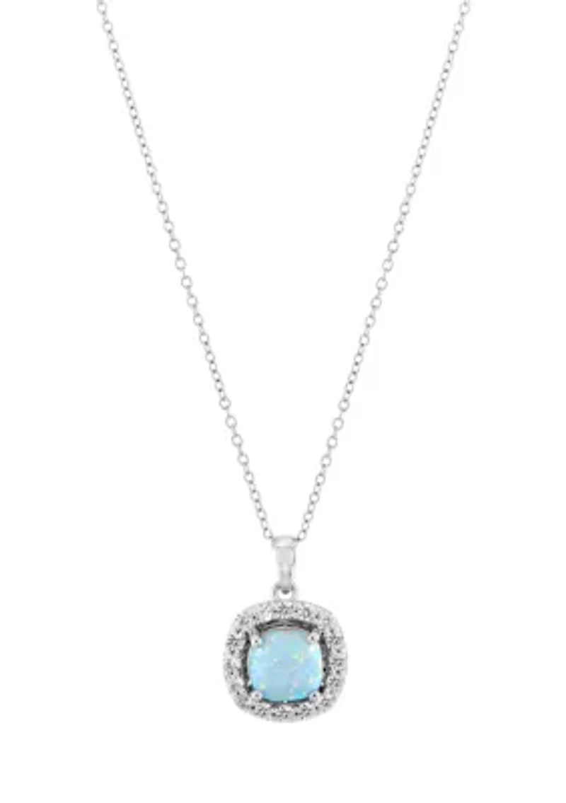 Lab Created Opal and Lab Created White Sapphire Pendant and Earrings Set in Sterling Silver