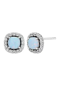 Lab Created Opal and Lab Created White Sapphire Pendant and Earrings Set in Sterling Silver