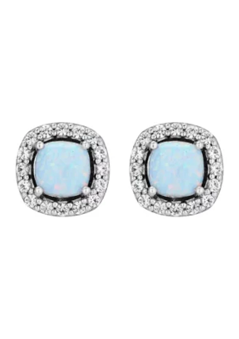 Lab Created Opal and Lab Created White Sapphire Pendant and Earrings Set in Sterling Silver