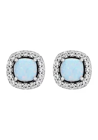 Lab Created Opal and Lab Created White Sapphire Pendant and Earrings Set in Sterling Silver