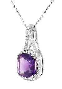 Amethyst and Created White Sapphire Pendant in Sterling Silver