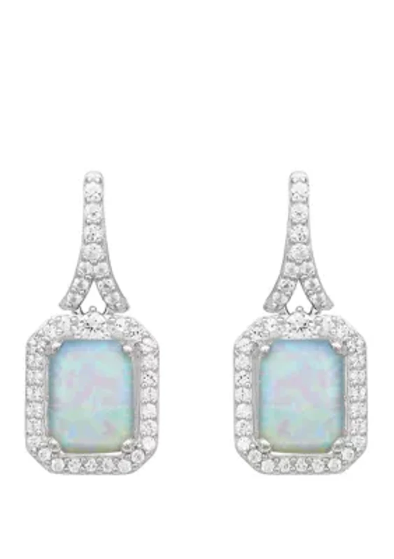 Created Opal and Created White Sapphire Earrings