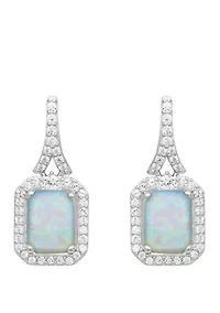 Created Opal and Created White Sapphire Earrings 
