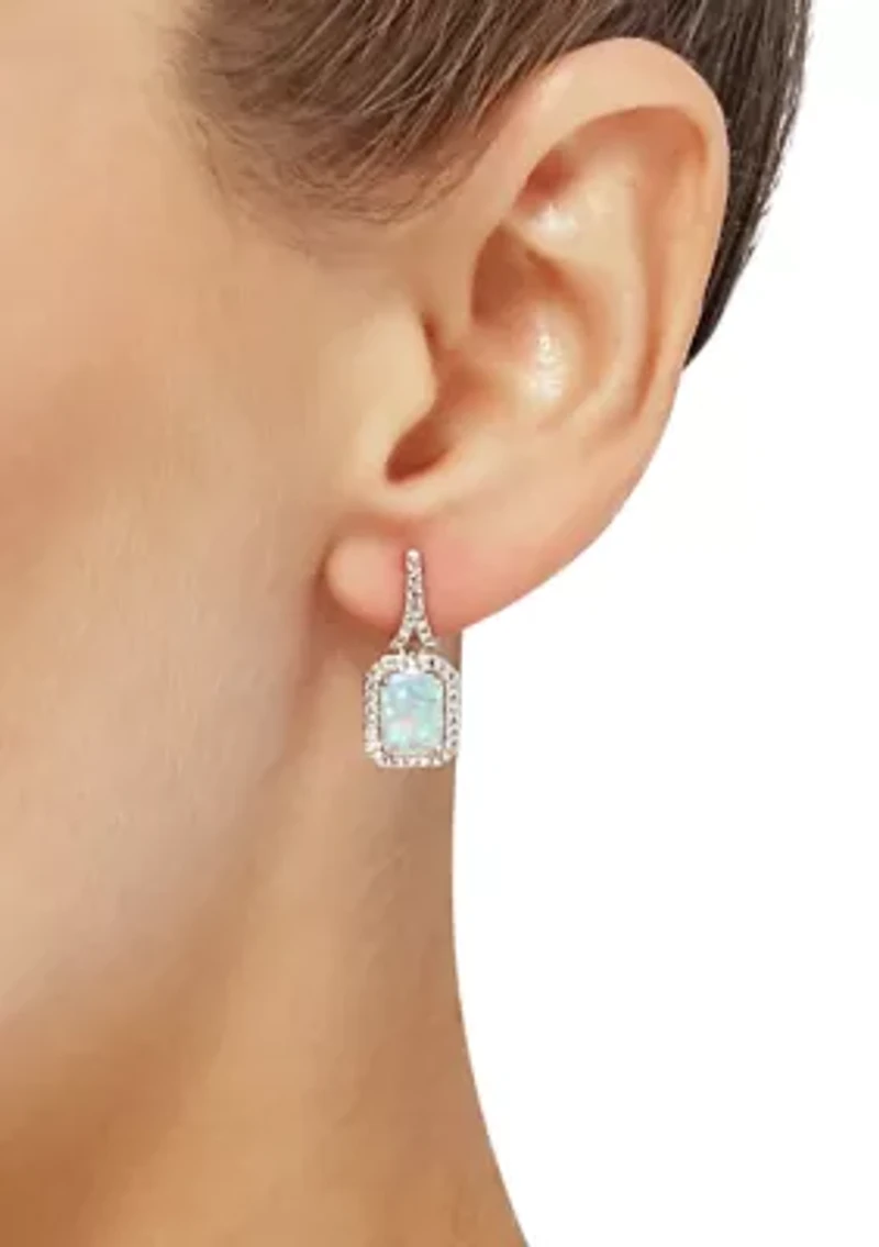 Created Opal and Created White Sapphire Earrings