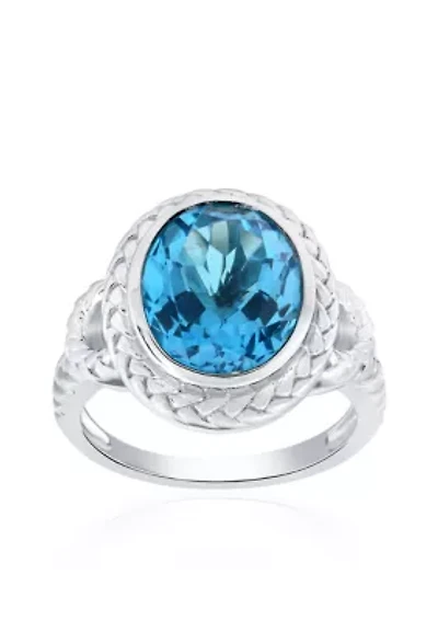 Blue Topaz Ring in Sterling Silver