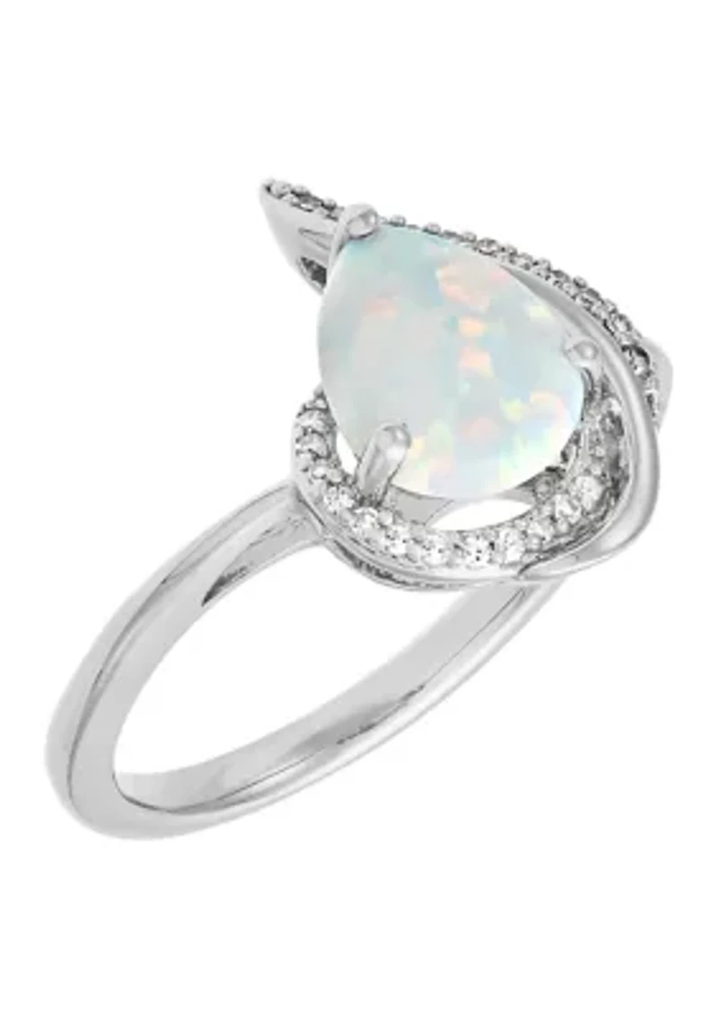 1/10 ct. t.w. Diamond and Lab Grown Opal Ring in Sterling Silver