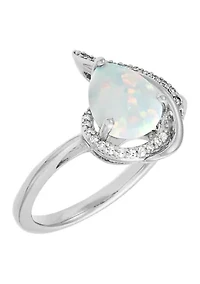 1/10 ct. t.w. Diamond and Lab Grown Opal Ring in Sterling Silver
