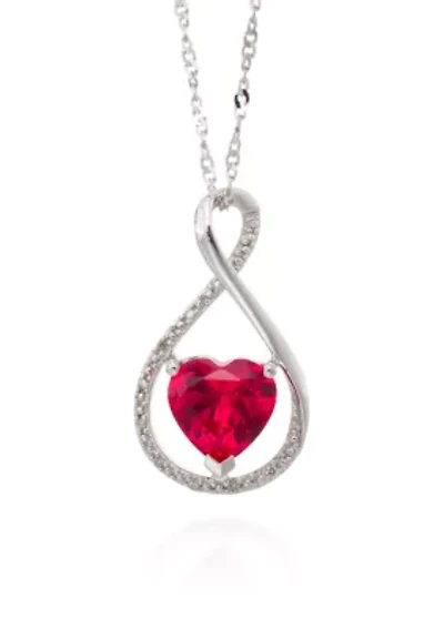 Created Ruby & Diamond Pendant in Sterling Silver