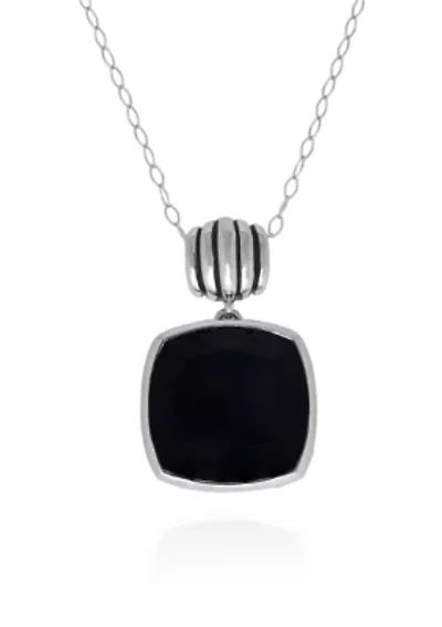 Onyx Pendant Necklace in Sterling Silver