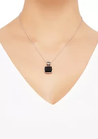 Onyx Pendant Necklace in Sterling Silver