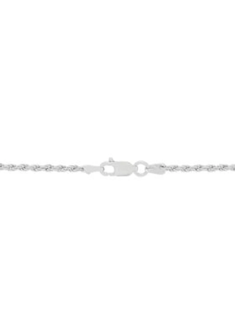 Rope Twist Design Cross Pendant with 20" Box Chain in Sterling Silver
