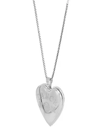 Heart Locket with 18" Box Chain Necklace in Sterling Silver