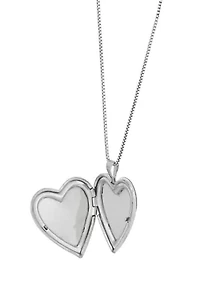 Heart Locket with 18" Box Chain Necklace in Sterling Silver