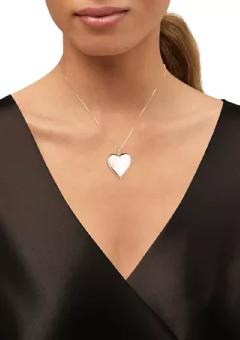 Heart Locket with 18" Box Chain Necklace in Sterling Silver