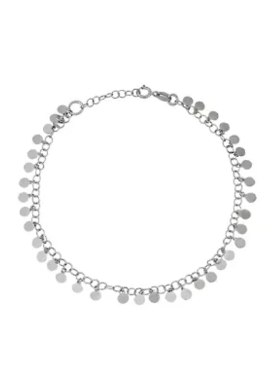 Multi Dangle Tiny Disk Anklet in Sterling Silver