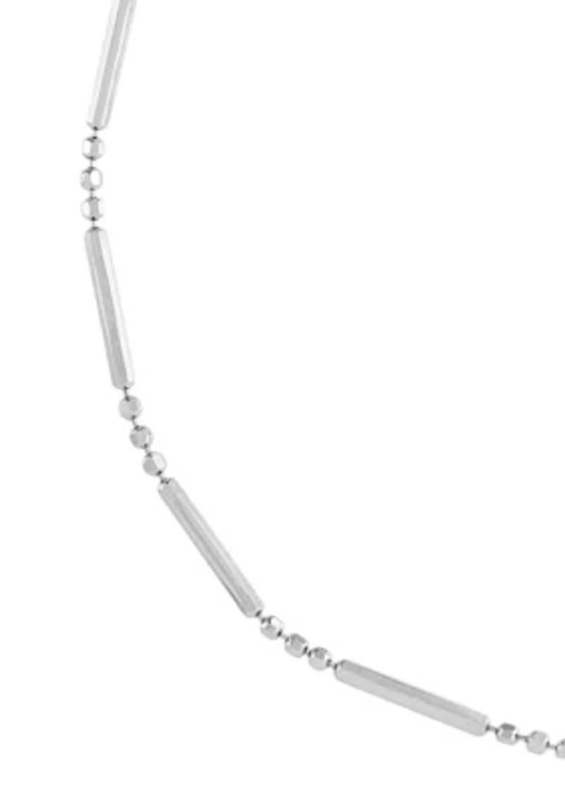 Long Bar and Beads Links Anklet in Sterling Silver