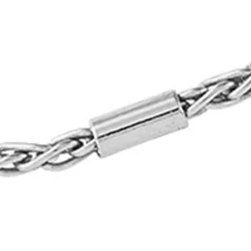 Solid Spiga with Tube Bar Station Chain Anklet in Sterling Silver