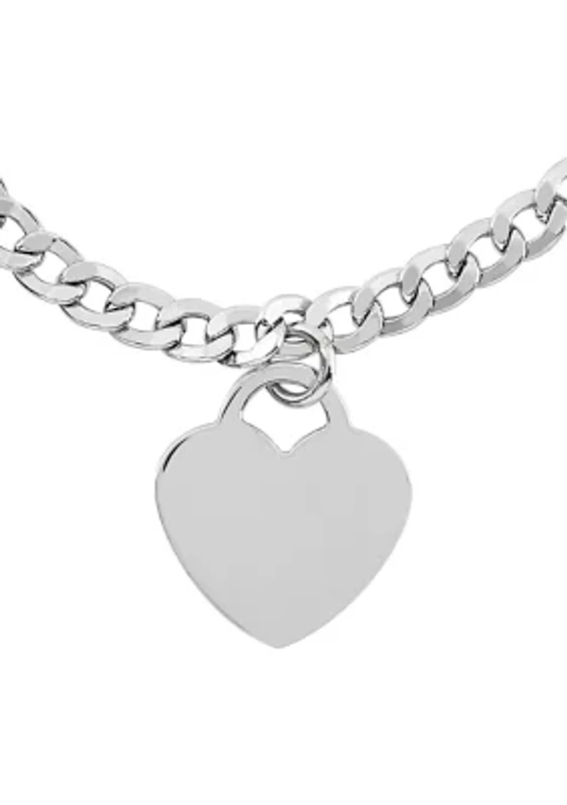 Dangle Flat Heart Toggle Bracelet in Sterling Silver