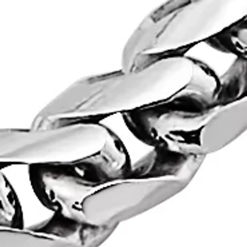 Round Tight Figaro Chain Necklace in Sterling Silver