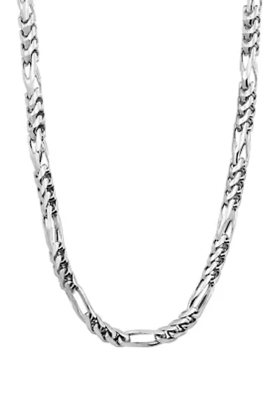 Round Tight Figaro Chain Necklace in Sterling Silver
