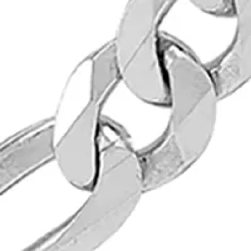 Solid Figaro Chain Necklace in Sterling Silver