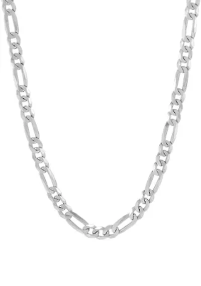 Solid Figaro Chain Necklace in Sterling Silver