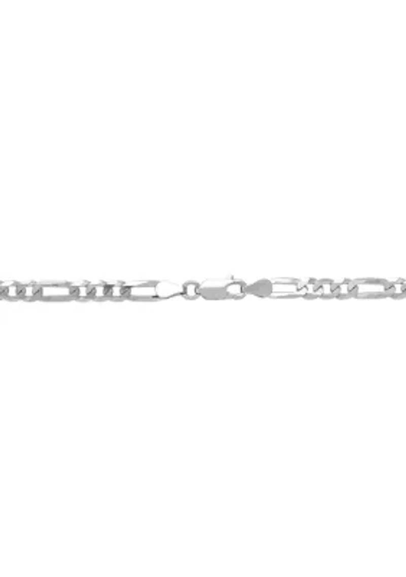 Solid Figaro Chain Necklace in Sterling Silver
