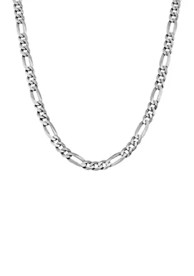 22 Inch Figaro Chain Necklace in Sterling Silver 