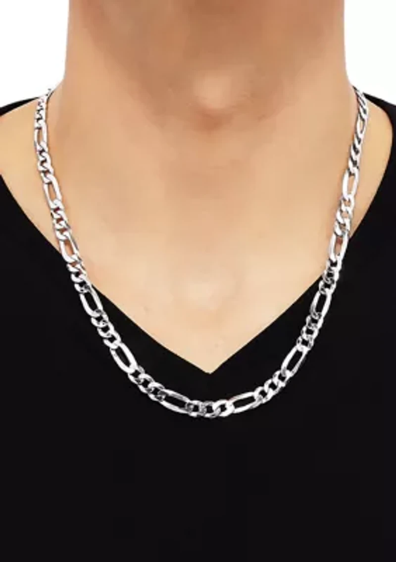 22 Inch Figaro Chain Necklace in Sterling Silver 