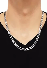22 Inch Figaro Chain Necklace in Sterling Silver 