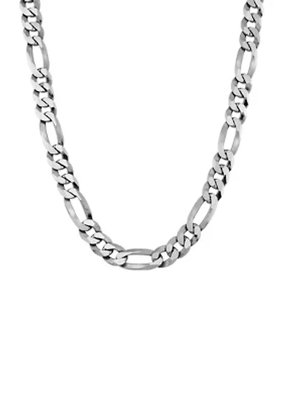 24 Inch Figaro Chain Necklace in Sterling Silver 