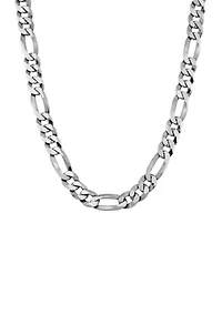 24 Inch Figaro Chain Necklace in Sterling Silver 