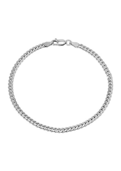 2.8 Millimeter Solid Cuban Chain Bracelet in Sterling Silver