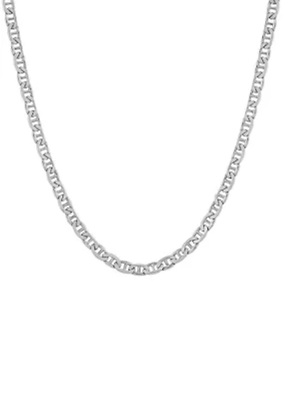 3.5 Millimeter Solid Mariner Chain Necklace in Sterling Silver