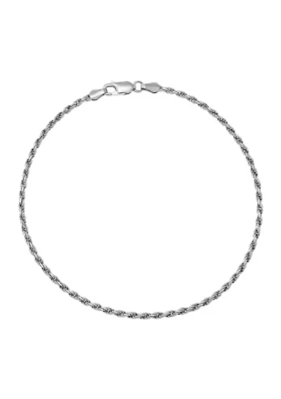 2.2 Millimeter Solid Rope Chain Bracelet in Sterling Silver