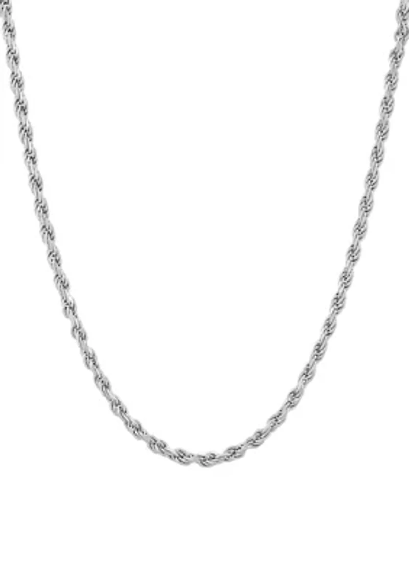 Millimeter Solid Rope Chain Necklace in Sterling Silver
