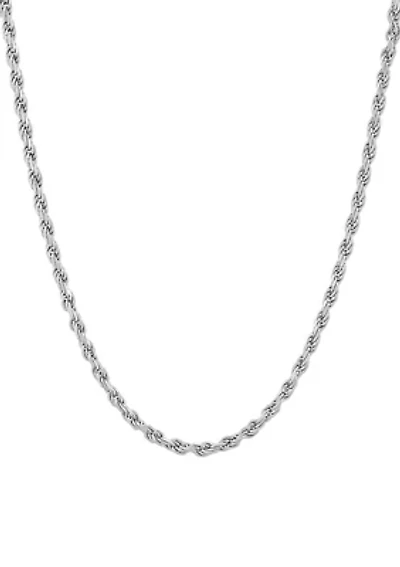 Millimeter Solid Rope Chain Necklace in Sterling Silver