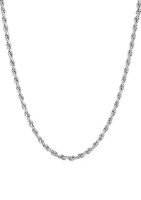 Millimeter Solid Rope Chain Necklace in Sterling Silver