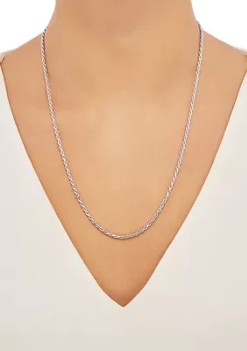 Millimeter Solid Rope Chain Necklace in Sterling Silver