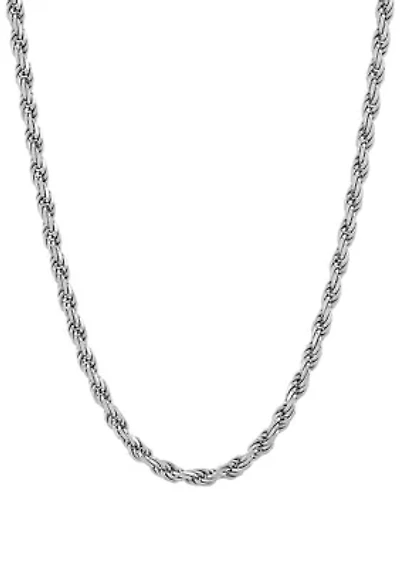 Millimeter Solid Rope Chain Necklace in Sterling Silver