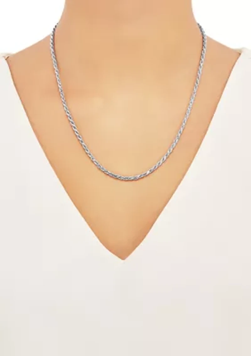 Millimeter Solid Rope Chain Necklace in Sterling Silver