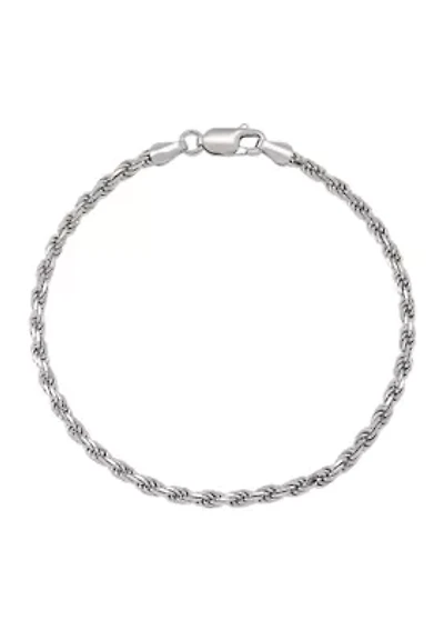 2.7 Millimeter Solid Rope Chain Bracelet in Sterling Silver